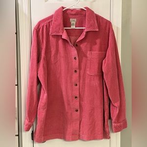 LL BEAN women’s pink corduroy shacket, size XL.